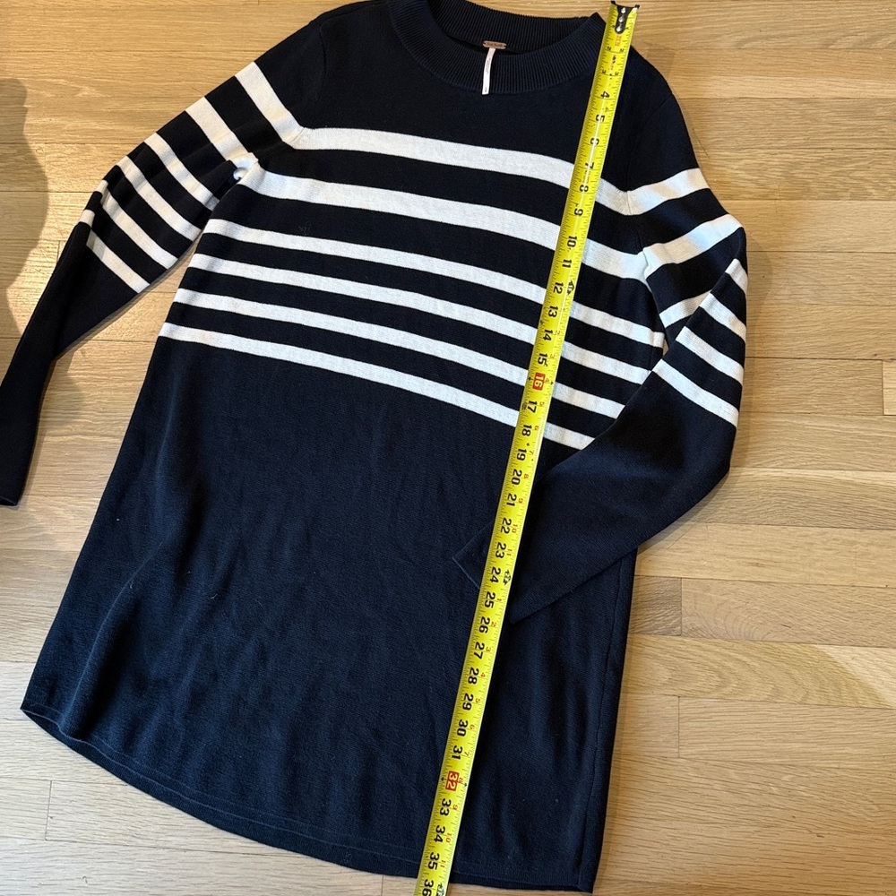 Free People 100% Cotton Dress, Black White Striped, L